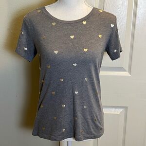 J. Crew Metallic Hearts Print Tee